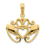 Carregar imagem no visualizador da galeria, 14k Yellow Gold Claddagh Pendant Charm
