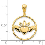 Załaduj obraz do przeglądarki galerii, 14k Yellow Gold Claddagh Crown Circle Pendant Charm
