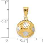 이미지를 갤러리 뷰어에 로드 , 14k Yellow Gold and Rhodium Soccer Ball 3D Pendant Charm
