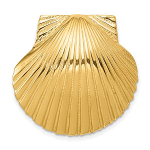 14k Yellow Gold Seashell Clam Scallop Shell Chain Slide Pendant Charm