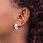 Kép betöltése a galériamegjelenítőbe: 14K White Gold Non Pierced Fancy Omega Back Clip On J Hoop Earrings
