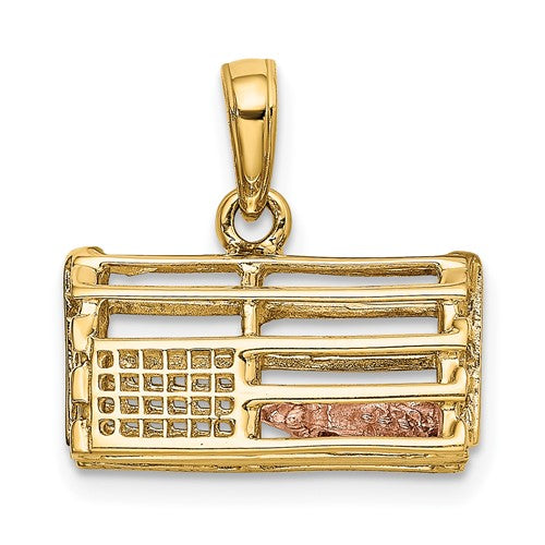 14k Yellow Rose Gold Two Tone Lobster Trap 3D Pendant Charm