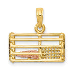 Załaduj obraz do przeglądarki galerii, 14k Yellow Rose Gold Two Tone Lobster Trap 3D Pendant Charm
