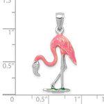 Загрузить изображение в средство просмотра галереи, 14k White Gold Enamel Pink Flamingo 3D Pendant Charm
