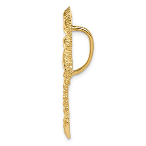 14K Yellow Gold Palm Tree Chain Slide Pendant Charm