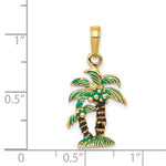 Cargar imagen en el visor de la galería, 14k Yellow Gold Enamel Palm Trees 3D Pendant Charm
