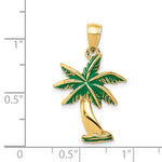 画像をギャラリービューアに読み込む, 14k Yellow Gold Enamel Palm Tree Pendant Charm
