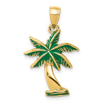 画像をギャラリービューアに読み込む, 14k Yellow Gold Enamel Palm Tree Pendant Charm
