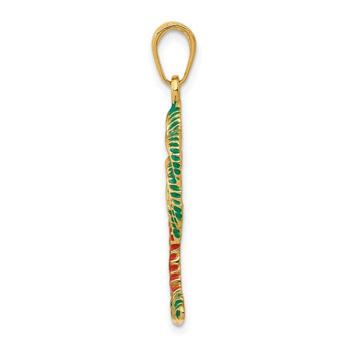 14k Yellow Gold Enamel Palm Tree Pendant Charm