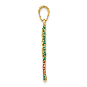 14k Yellow Gold Enamel Palm Tree Pendant Charm