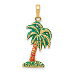 Lataa kuva Galleria-katseluun, 14k Yellow Gold Enamel Palm Tree Pendant Charm
