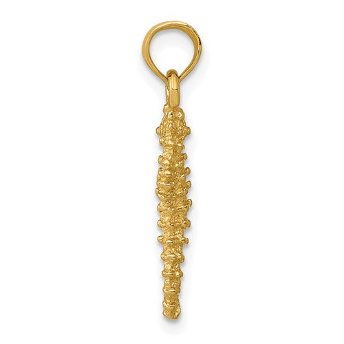 14k Yellow Gold Seahorse 3D Pendant Charm