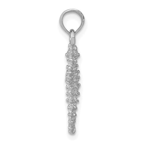 14k White Gold Seahorse 3D Pendant Charm