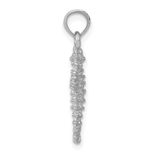 14k White Gold Seahorse 3D Pendant Charm