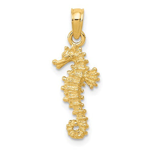 14k Yellow Gold Seahorse 3D Pendant Charm