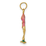 Załaduj obraz do przeglądarki galerii, 14k Yellow Gold Enamel Pink Flamingo 3D Pendant Charm
