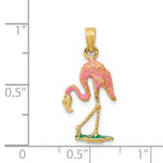 Charger l&#39;image dans la galerie, 14k Yellow Gold Enamel Pink Flamingo 3D Pendant Charm
