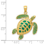 Kép betöltése a galériamegjelenítőbe: 14k Yellow Gold Enamel Enamel Sea Turtle 3D Pendant Charm
