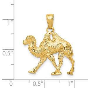 14k Yellow Gold Camel 3D Pendant Charm