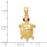 이미지를 갤러리 뷰어에 로드 , 14k Yellow Gold Genuine Ruby Turtle Pendant Charm
