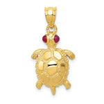 Cargar imagen en el visor de la galería, 14k Yellow Gold Genuine Ruby Turtle Pendant Charm
