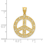 Kép betöltése a galériamegjelenítőbe: 14k Yellow Gold Peace Sign Symbol Filigree Pendant Charm
