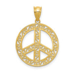 Afbeelding in Gallery-weergave laden, 14k Yellow Gold Peace Sign Symbol Filigree Pendant Charm
