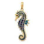 이미지를 갤러리 뷰어에 로드 , 14k Yellow Gold Enameled Seahorse 3D Pendant Charm
