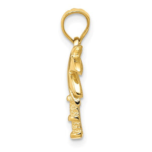 14K Yellow Gold Palm Tree Pendant Charm