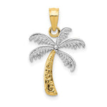 Kép betöltése a galériamegjelenítőbe: 14K Yellow Gold and Rhodium Two Tone Palm Tree Pendant Charm
