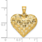 Charger l&#39;image dans la galerie, 14K Yellow Gold Puffy Heart Basket Weave Pattern 3D Pendant Charm
