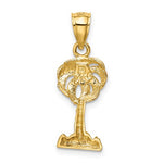 Kép betöltése a galériamegjelenítőbe: 14k Yellow Gold Palm Tree Diamond Cut Pendant Charm
