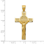 Φόρτωση εικόνας στο εργαλείο προβολής Συλλογής, 14K Yellow Gold Crucifix St Benedict Cross 2 Sided Pendant Charm
