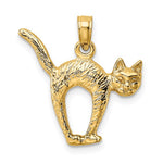 Charger l&#39;image dans la galerie, 14k Yellow Gold Cat Arched Back Raised Tail 3D Pendant Charm
