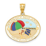 Cargar imagen en el visor de la galería, 14k Yellow Gold Enamel Ocean City New Jersey Beach Umbrella Pail Sand Pendant Charm
