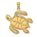 Cargar imagen en el visor de la galería, 14k Yellow Gold Enamel Brown Sea Turtle 3D Large Pendant Charm
