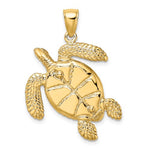 將圖片載入圖庫檢視器 14k Yellow Gold Enamel Brown Sea Turtle 3D Pendant Charm
