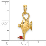 Załaduj obraz do przeglądarki galerii, 14K Yellow Gold with Enamel Genie Lamp 3D Pendant Charm
