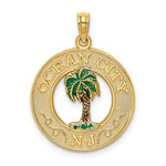 Lade das Bild in den Galerie-Viewer, 14k Yellow Gold Enamel Ocean City New Jersey Palm Tree Pendant Charm
