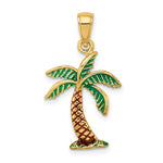 画像をギャラリービューアに読み込む, 14k Yellow Gold Enamel Palm Tree Pendant Charm
