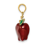 Indlæs billede til gallerivisning 14k Yellow Gold Enamel Red Apple Fruit 3D Pendant Charm
