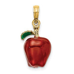 Lataa kuva Galleria-katseluun, 14k Yellow Gold Enamel Red Apple Fruit 3D Pendant Charm
