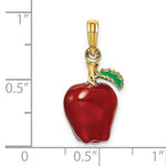 Lataa kuva Galleria-katseluun, 14k Yellow Gold Enamel Red Apple Fruit 3D Pendant Charm
