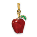 Загрузить изображение в средство просмотра галереи, 14k Yellow Gold Enamel Red Apple Fruit 3D Pendant Charm
