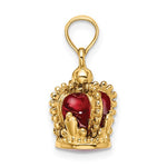 Load image into Gallery viewer, 14K Yellow Gold Enamel Red Crown 3D Pendant Charm
