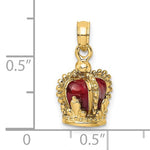 Load image into Gallery viewer, 14K Yellow Gold Enamel Red Crown 3D Pendant Charm
