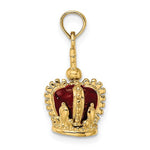 Carica l&#39;immagine nel visualizzatore di Gallery, 14K Yellow Gold Enamel Red Crown with Cross 3D Pendant Charm
