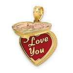 Cargar imagen en el visor de la galería, 14K Yellow Rose Gold Enamel Heart Candy Chocolate Box I Love You 3D Pendant Charm
