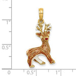 Lade das Bild in den Galerie-Viewer, 14k Yellow Gold Enamel Reindeer 3D Pendant Charm
