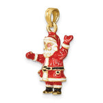 Cargar imagen en el visor de la galería, 14k Yellow Gold Enamel Santa Claus 3D Pendant Charm
